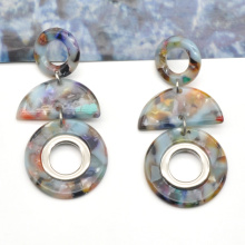 2021 round shape marble acetate elegant inspired earrings women